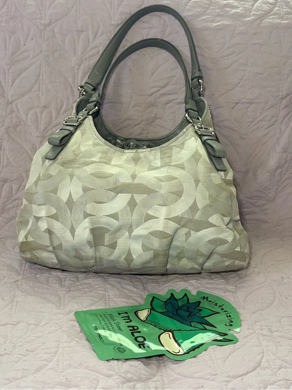 Coach Gray Signature Shoulder Bag